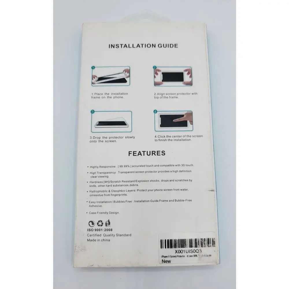 I-Phone X Explosion-Proof Glass Screen Protector with Installation Frame - NEW